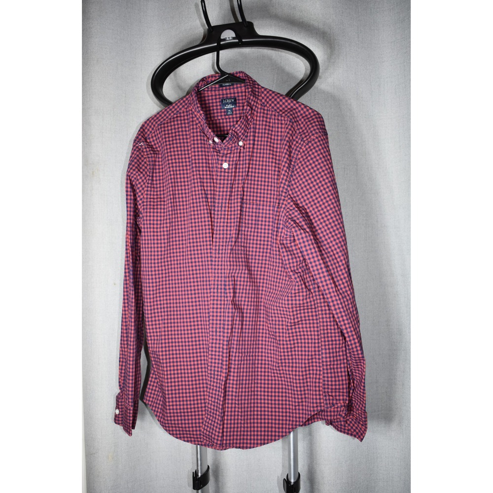 J.Crew Flex Washed Shirt Mens XL Red Blue Gingham Check Button Down Classic Fit